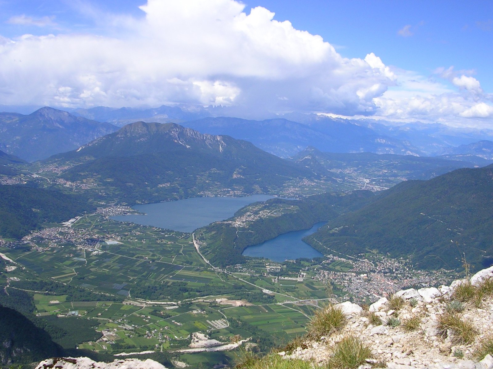 Panoramic view of Alta Valsugana with the lakes of Levico and Caldonazzo, Trentino